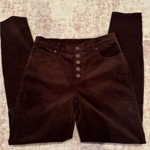 CAbi Chocolate Corduroy Button Fly Pants Size 6
